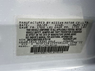 2025 Nissan Versa 1.6 SV EXTRA LOW MILEAGE