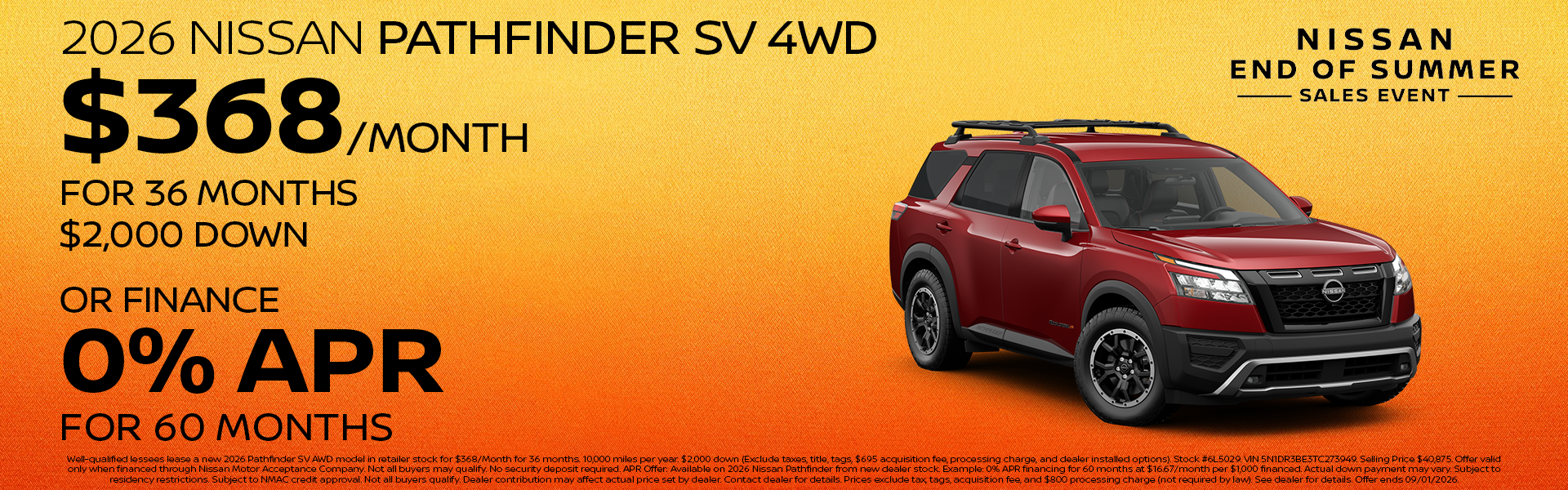New 2026 Pathfinder SV
